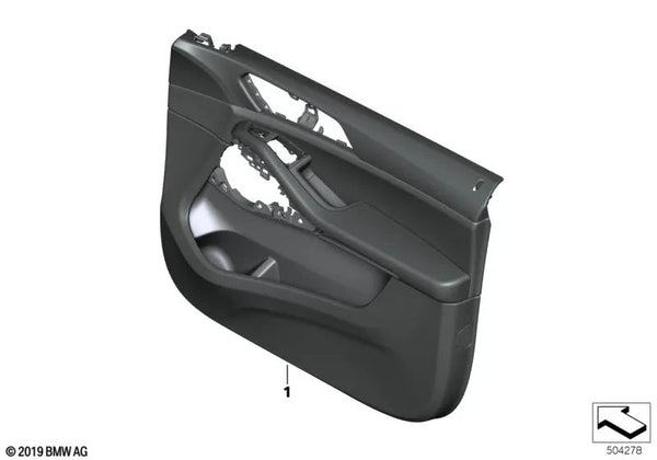 Revestimiento de puerta delantero derecho de cuero OEM 51417997438 para BMW X7 G07, X7 G07 LCI. Original BMW.