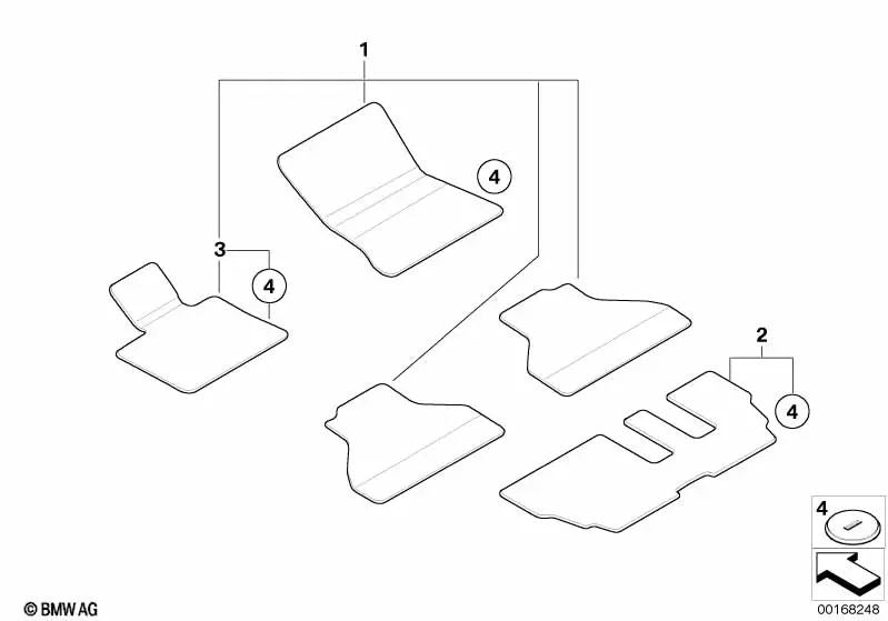 Velour Floor Mat for Driver's Side for BMW X5 E70, E70N (OEM 51477255492). Original BMW.