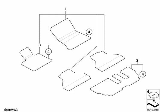 Velour Floor Mat for Driver's Side for BMW X5 E70, E70N (OEM 51477255492). Original BMW.