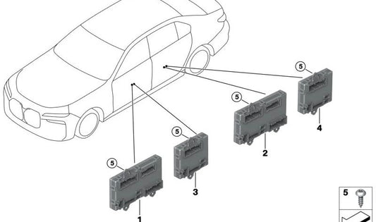 Unidade de controle lateral do motorista frontal para BMW 7 G70 Series, I I20 (OEM 61355B3F130). BMW original