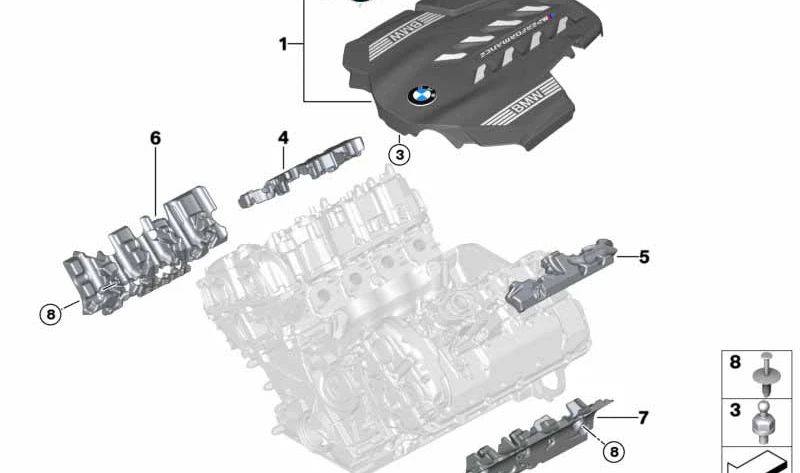 Acoustic protection cover OEM 11148489414 for BMW G30, G31, G14, G15, G16. Original BMW.