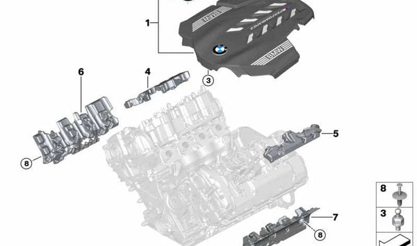 Cubierta de insonorización OEM 11147934444 para BMW X5 G05, X6 G06, X7 G07. Original BMW.