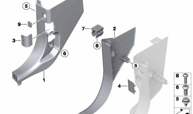 Cubre lateral inferior delantero derecho OEM 51437222188 para BMW F25, F26. Original BMW.