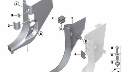 Cubre lateral inferior delantero derecho OEM 51437222188 para BMW F25, F26. Original BMW.