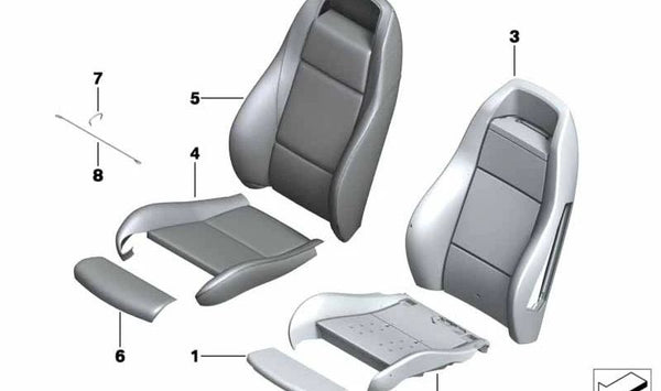 Funda Asiento Deportivo de Cuero Izquierda para BMW E89 (OEM 52107213947). Original BMW