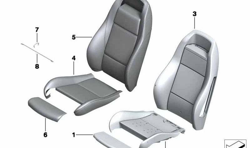Right Leather Backrest Sports Seat Cover for BMW Z4 E89 (OEM 52107213966). Original BMW.