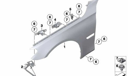 Soporte de pared lateral/faros izquierdo para BMW Serie 7 F01, F02, F04 (OEM 41357207185). Original BMW