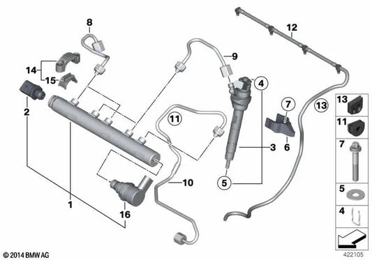 Ölschlauch für BMW E81, E82, E87N, E88, F20, F21, Serie 2 F22, Serie 3 E90, E90N, E91, E91N, F30, F31, F34, Serie 4 F36, X1 E84 (OEM 13537800673). Original BMW