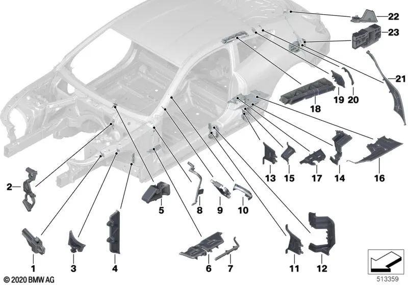 Pièce moulée pour l'entrée intérieure pour BMW F92, G15 (OEM 41007445597). BMW d'origine