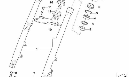 Tubo deslizante izquierdo OEM 31422332909 para motos BMW R850C, R1200C, R1200C Independent. Original BMW Motorrad.