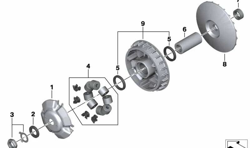 Casquillo distanciador OEM 24807729760 para BMW Motorrad C 600 Sport, C 650 GT. Original BMW Motorrad.