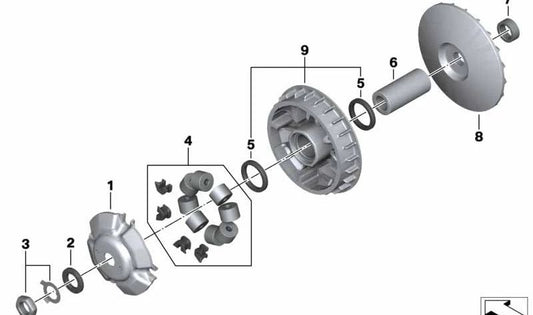 Disco exterior primario OEM 24818533608 para BMW Motorrad K1, K100, K100LT, K100RS, K100RT, K1100LT, K1100RS, K75, K75C, K75RT, K75S, R100GS, R100R. Original BMW Motorrad.