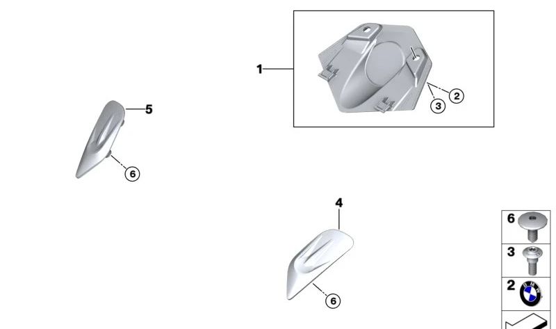 Caperuza de espejo izquierda OEM 46638103281 para BMW Motorrad M 1000 RR (K66). Original BMW Motorrad.