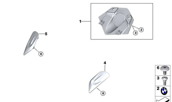 Caperuza de espejo izquierda OEM 46638103281 para BMW Motorrad M 1000 RR (K66). Original BMW Motorrad.
