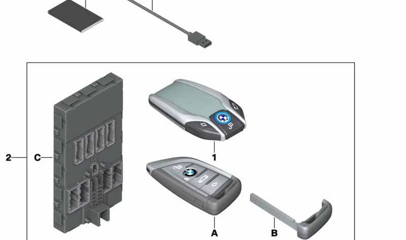 Clé Key Display Key 66125A024F5 pour BMW I12, I12N, I15. Clé intelligent avec écran tactile et fonctions avancées. BMW d'origine.