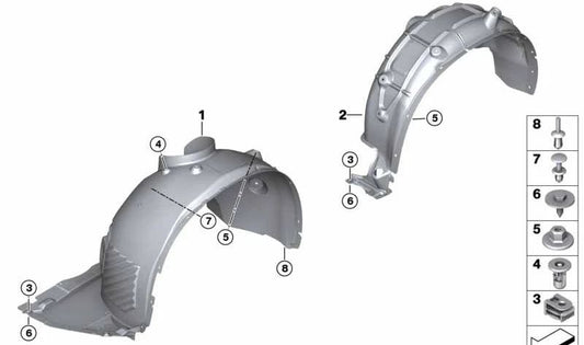 Cubierta paso de rueda trasera izquierda OEM 51719448755 para BMW X1 F48. Pieza original BMW.