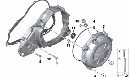Tapa de caja del embrague negra OEM 11147700331 para motos BMW G 650 X (K15), G 650 GS (R13). Original BMW Motorrad.