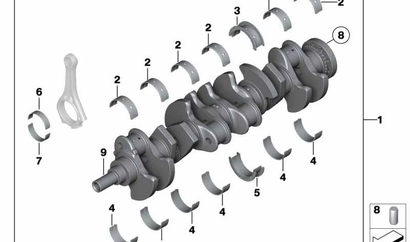 Blue bearing OEM 11247572225 for BMW F01, F02, F07, F10, F11. Original BMW.