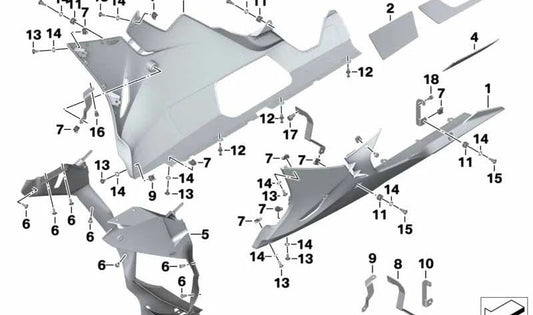 Guia de ar do radiador OEM 46638522264 para motocicletas BMW S 1000 RR (K46) e HP4 (K42). BMW Motorrad original.