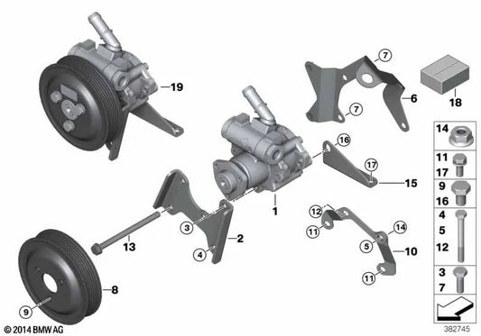 Nachfolgeblatt hintere Flossenpumpe für BMW E39, E38 (OEM 32422456089). Original BMW.