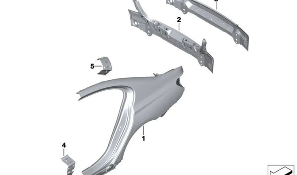 Refuerzo lateral izquierdo OEM 41009626145 para BMW G26, G26E, G26F, G26N. Compatible con estructuras laterales y paneles traseros. Repuesto original BMW.