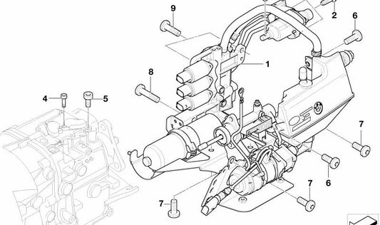Unidad hidráulica OEM 23427507002 para BMW E46 con cambio SMG (GS5S31BZ). Original BMW.