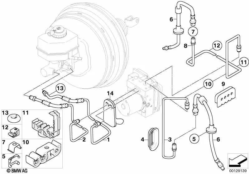 Front brake hose for BMW E83, E83N (OEM 34303411443). Original BMW