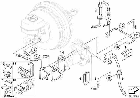 Vorderbremsrohr für BMW E83, E83N (OEM 34303411443). Original BMW