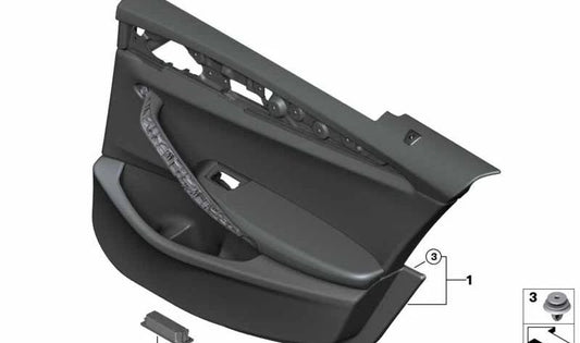 Panel interior de puerta trasera izquierda OEM 51427477291 para BMW G30, G31. Original BMW.