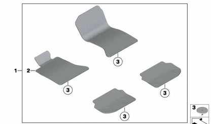 Alfombrilla de terciopelo para el lado del conductor OEM 51477230443 para BMW F10, F11, F18. Original BMW.