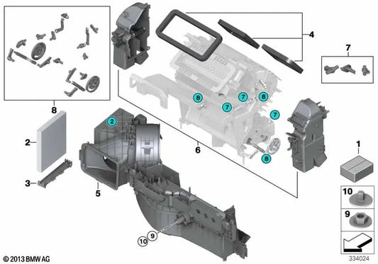 Clipe para BMW X5 E70, E85, F15, F85; X6 E71, E72, F16, F86 (OEM 64116973838). BMW original.