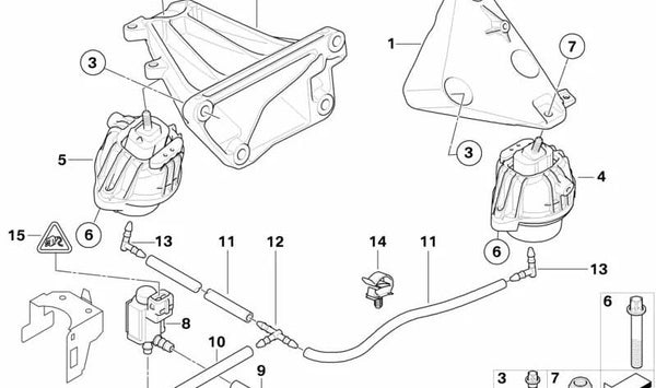 Soporte motor izquierdo OEM 22116786691 para BMW E90, E91, E92, E93. Original BMW