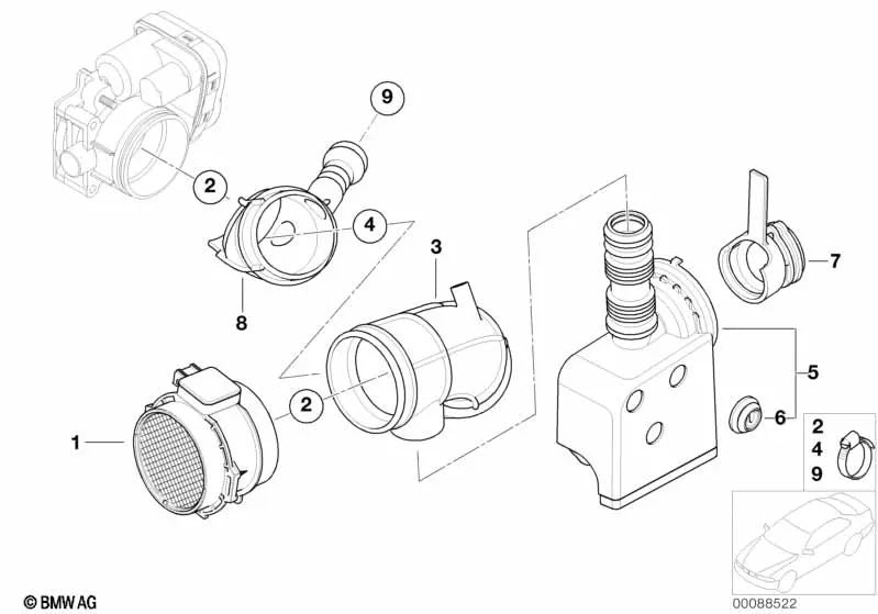 Hose clamp for BMW 1 E81 Series, E82, E87, E87N, E88, F20, F21, Series 2 F22, F23, F87, F87N, Series 3 E21, E30, E36, E46, E90, E91, E92, E93, F30 , F31, F34, F35, F80, G20, G21, Series 4 F32, F33, F36, F82, F83, G22, G23, G26, Series 5 E12, E28, E