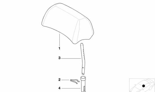 Reposacabezas de tela OEM 52207045635 para BMW E46. Color antracita. Compatible con los asientos traseros. Original BMW.