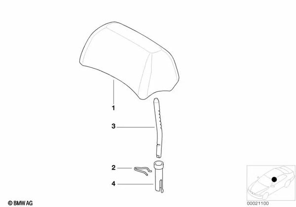Reposacabezas de Tela para BMW Serie 3 E46 (OEM 52207047358). Original BMW