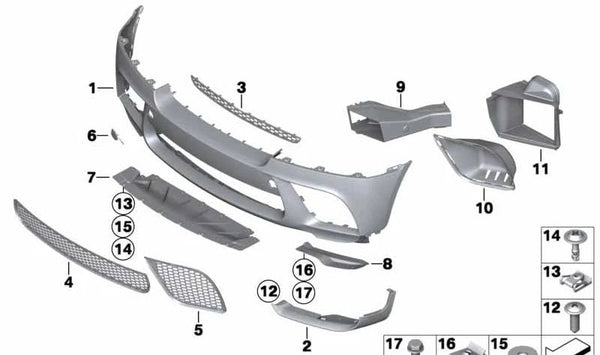 Guía de aire del radiador de aceite motor derecha OEM 51712159354 para BMW E71 y E72 (modelos X6 xDrive50i, M50d, Hybrid X6). Original BMW.