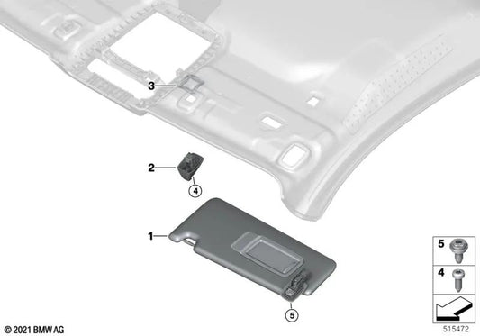 Visor Parasol con etichetta destra per BMW G42, G87, G22, G26, G82 (OEM 51168097330). BMW originale.
