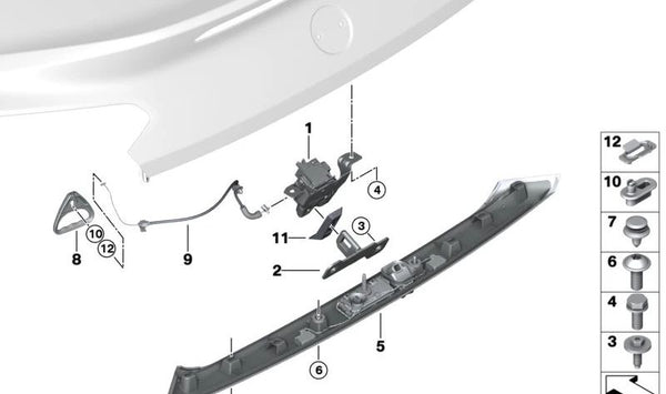 Moldura embellecedora para portón trasero OEM 51137437676 para BMW G29 Z4. Original BMW.