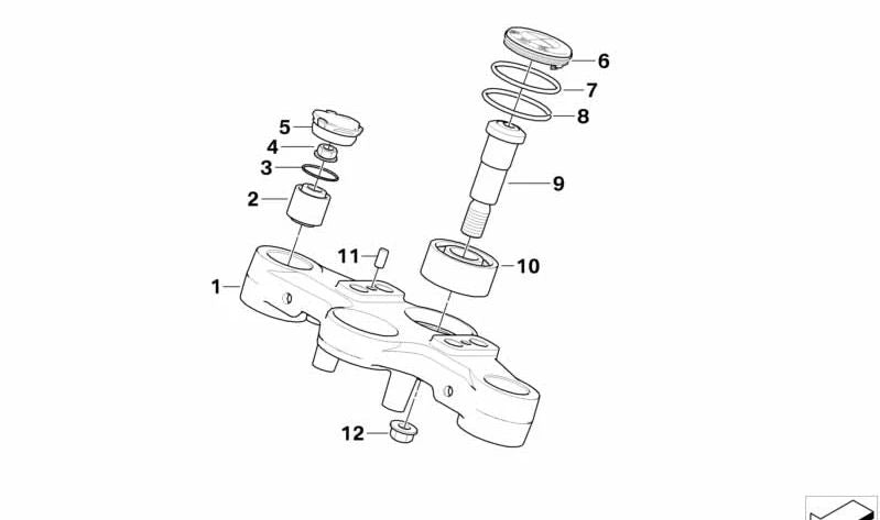 Puente de horquilla superior OEM 31427718170 para BMW R1200GS, R1200GS Adventure. Original BMW Motorrad.
