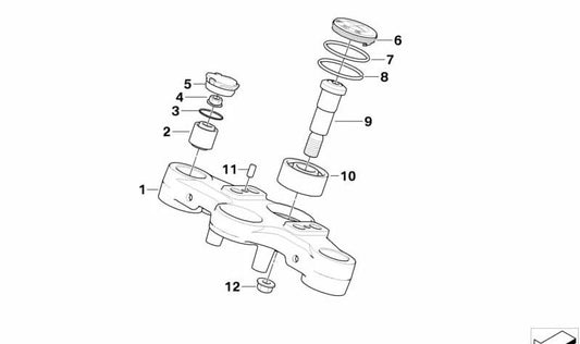 Puente de horquilla superior OEM 31427718170 para BMW R1200GS, R1200GS Adventure. Original BMW Motorrad.