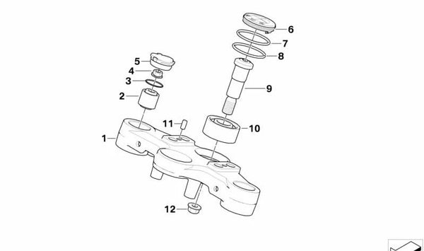 Puente de horquilla superior OEM 31427718170 para BMW R1200GS, R1200GS Adventure. Original BMW Motorrad.