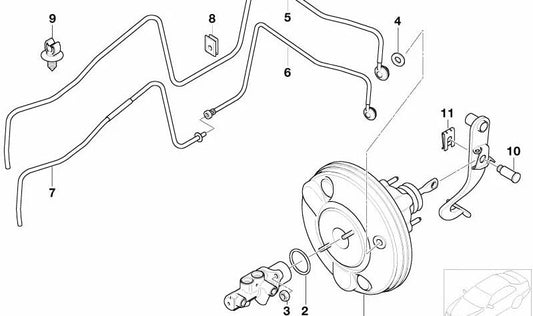 Conducto de depresión OEM 34336763286 para MINI One D R50 con cambio manual (2003–2006). Original MINI.