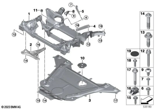 Placa de proteção térmica direita para BMW 5 G60 Series, 7 G70 Series (OEM 3114832864). BMW original.
