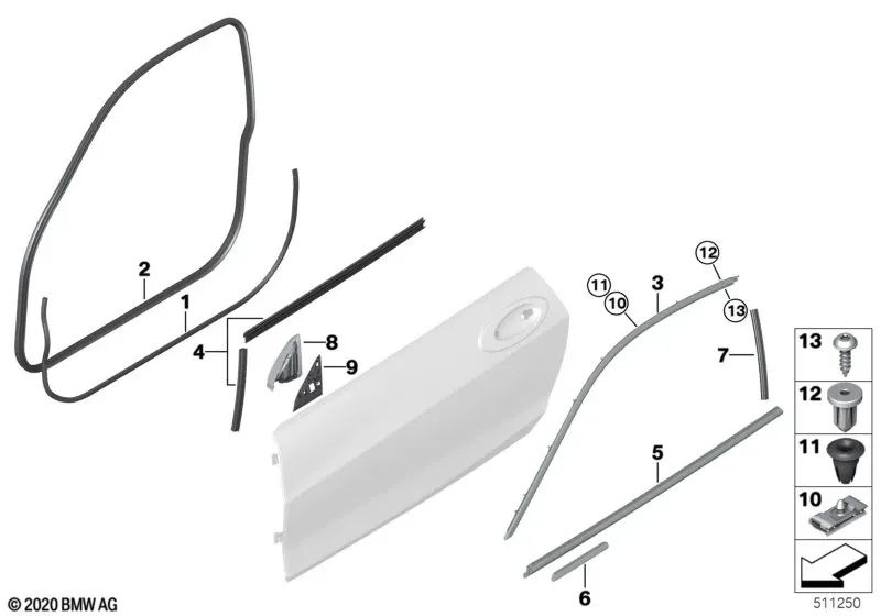 Proteção da porta da frente para BMW G22, G82 (OEM 51767482710). BMW original