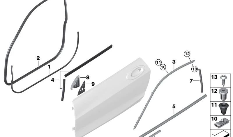 Embellecedor marco ventana superior puerta delantera izquierda OEM 51337482753 para BMW G22 (420d, 420i, xDrive). Shadowline. Original BMW.