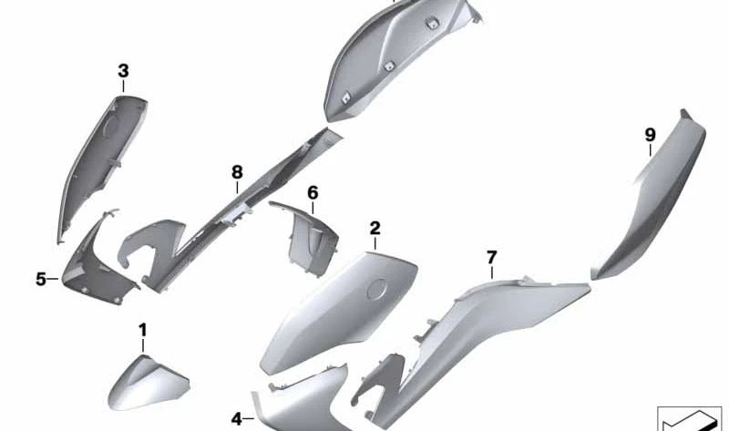 Revestimiento lateral arriba derecha OEM 46637725054 para motos BMW C 650 GT (K19). Original BMW Motorrad.