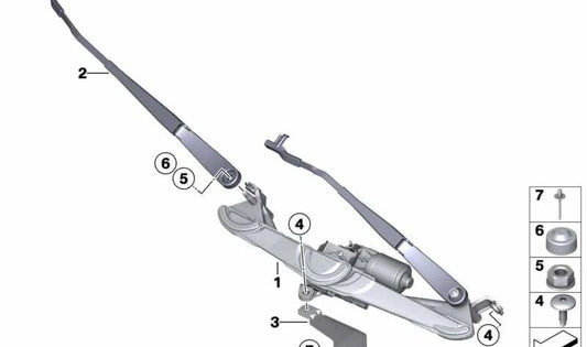 Brazo del limpiaparabrisas lado conductor OEM 61617213271 para BMW X3 F25 y X4 F26. Original BMW.