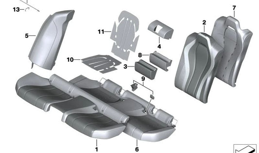 Funda de asiento trasero de cuero OEM 52208098735 para BMW F93. Original BMW.