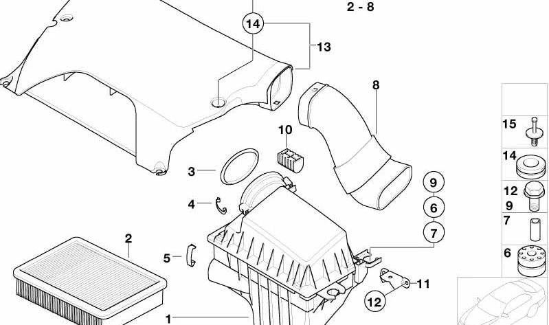 Silenziatore di ammissione ad aria OEM 13717503559 per BMW X5 E53 3.0i (tutti i modelli con motore M54 e trazione totale, modifica manuale e automatica). BMW originale.
