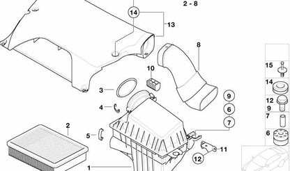 Silenziatore di ammissione ad aria OEM 13717503559 per BMW X5 E53 3.0i (tutti i modelli con motore M54 e trazione totale, modifica manuale e automatica). BMW originale.